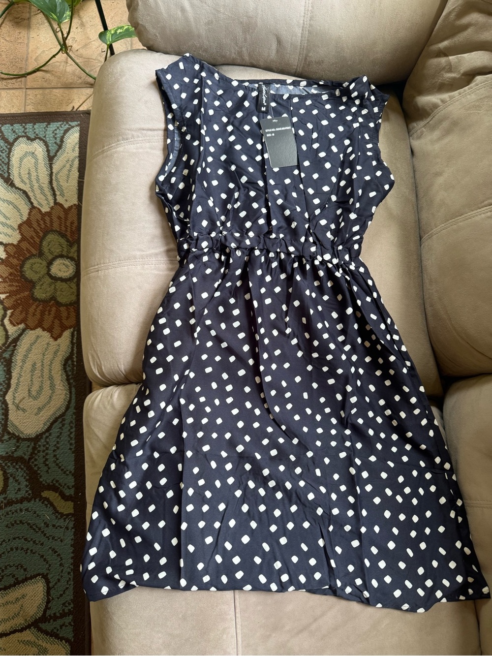 Navy Polka Dot Sleeveless Swim Coverup Dress NWT